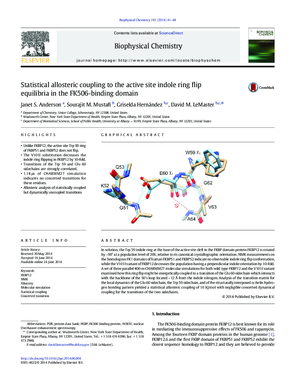 Statistical allosteric coupling to the active site indole ring flip equilibria in the FK506-binding domain