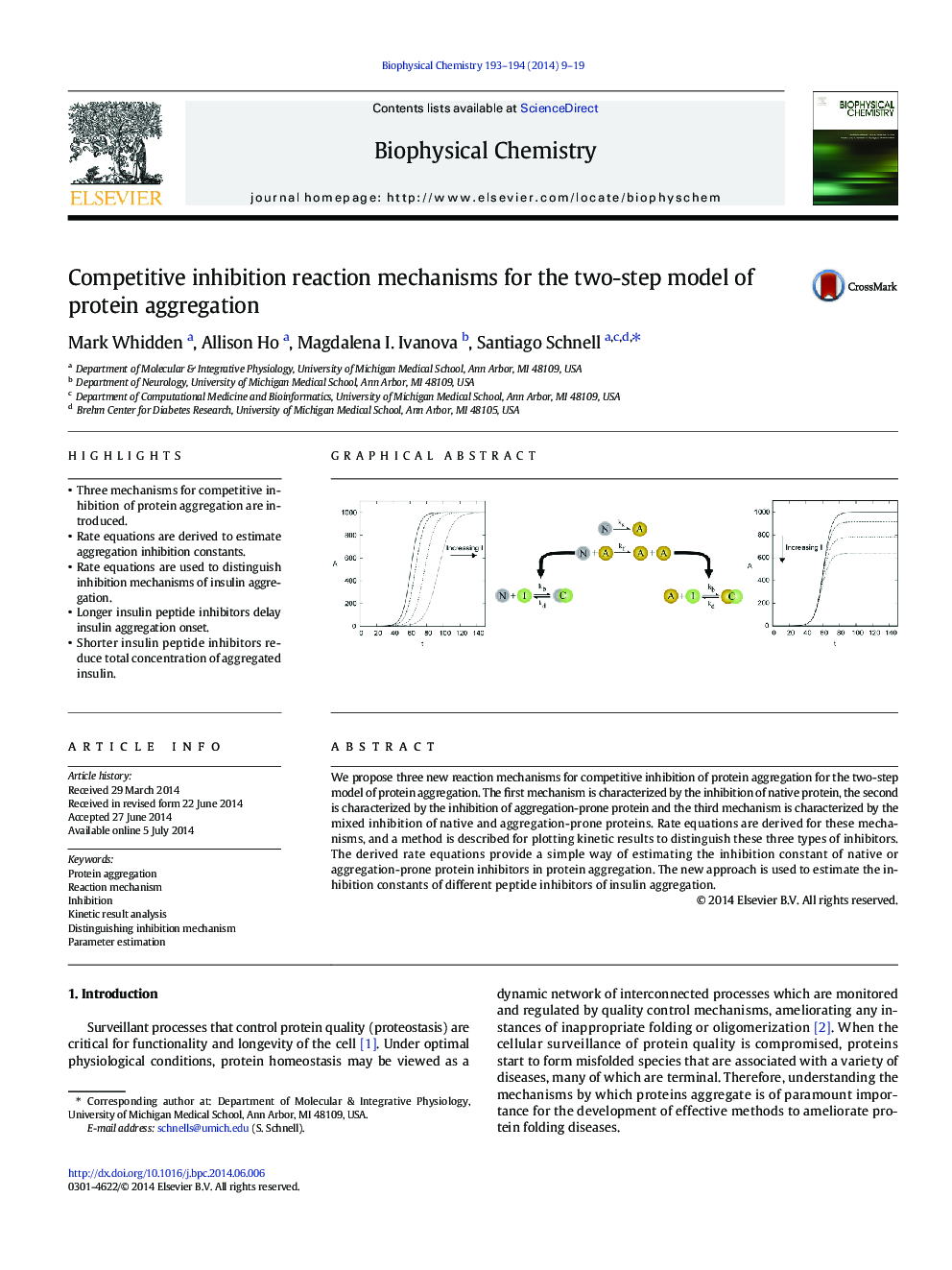 Competitive inhibition reaction mechanisms for the two-step model of protein aggregation