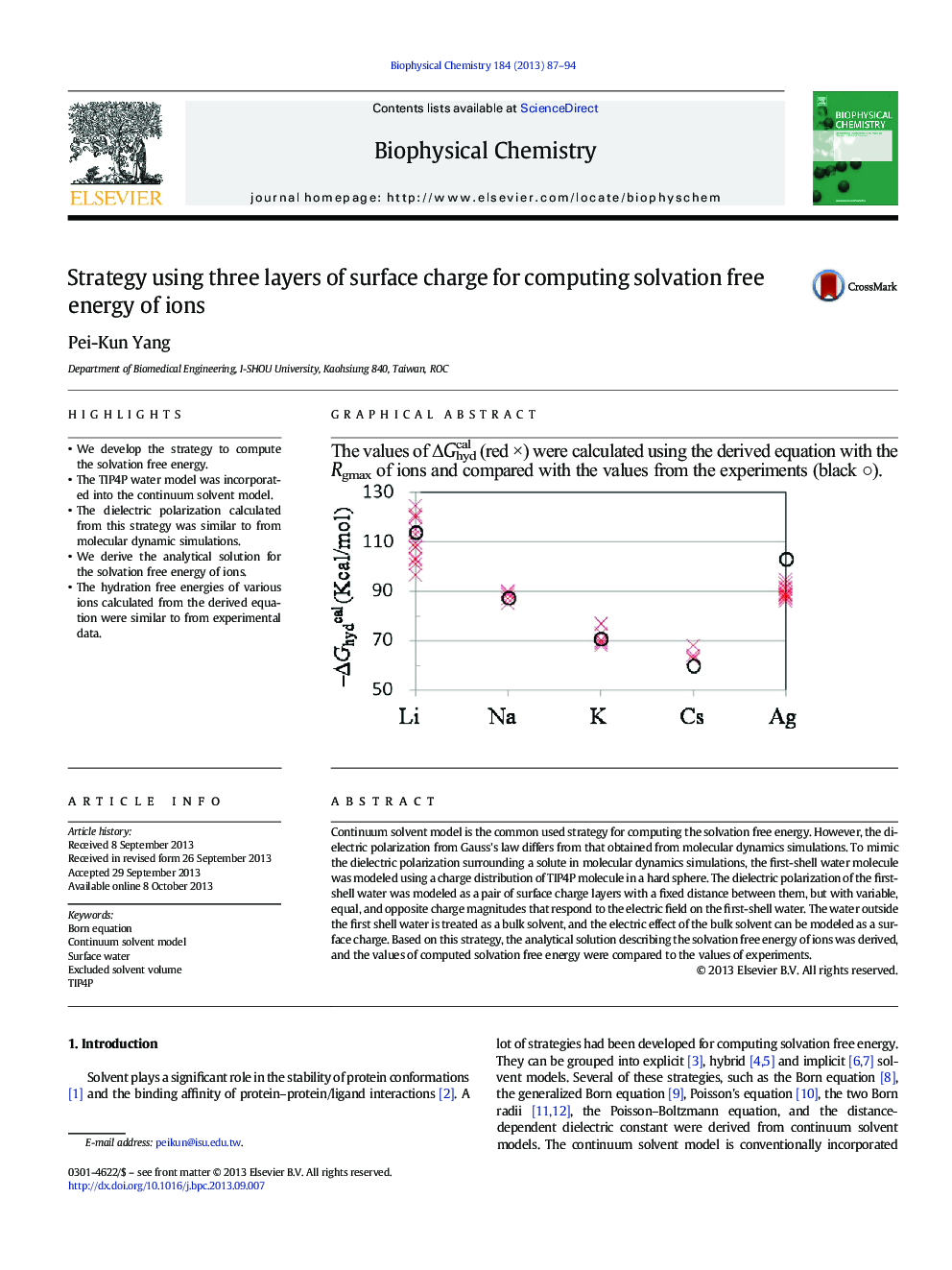 Strategy using three layers of surface charge for computing solvation free energy of ions