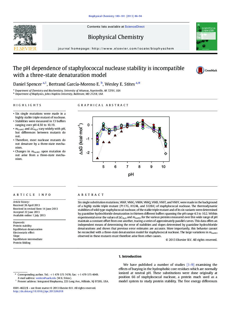 The pH dependence of staphylococcal nuclease stability is incompatible with a three-state denaturation model