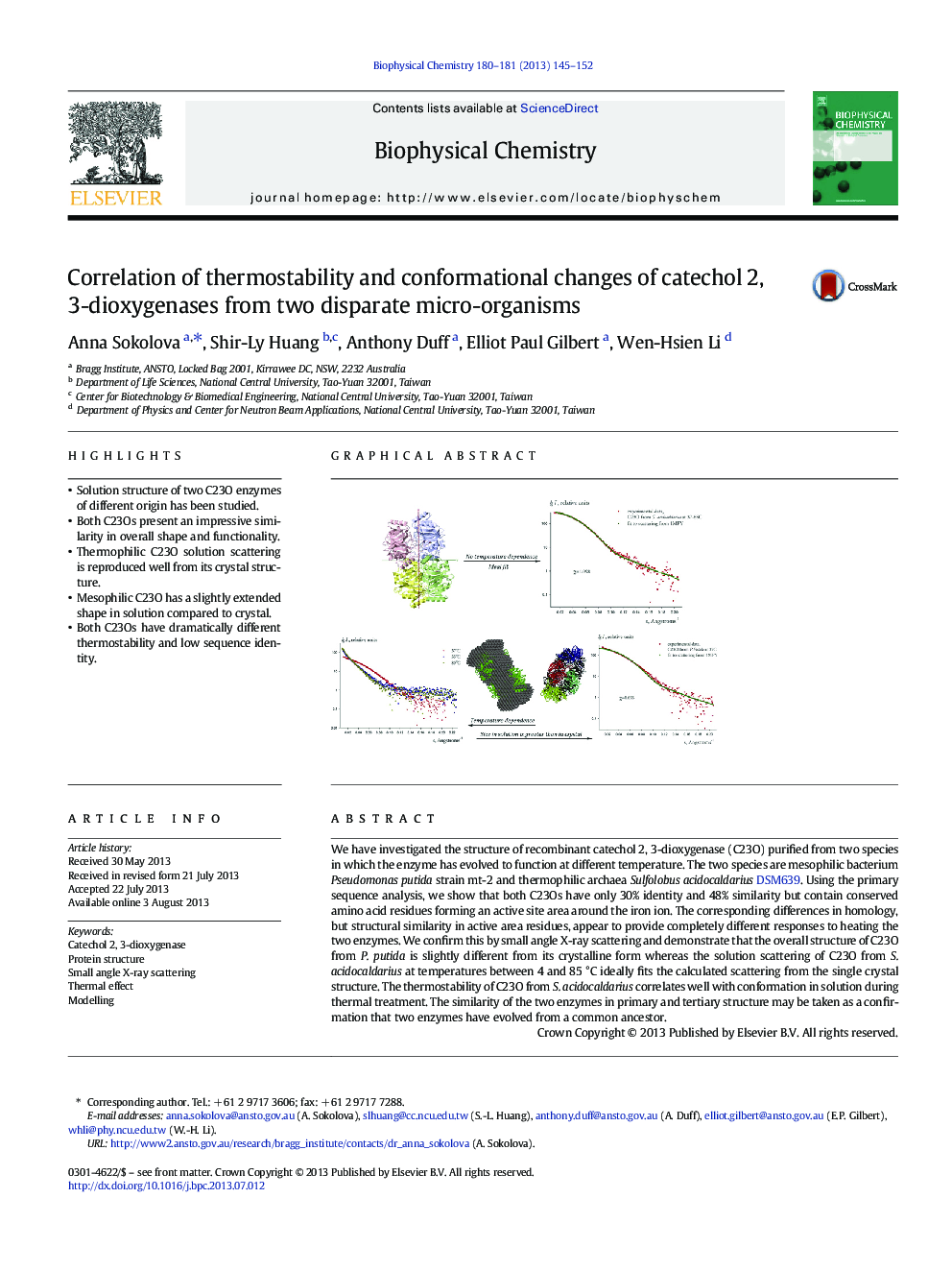 Correlation of thermostability and conformational changes of catechol 2, 3-dioxygenases from two disparate micro-organisms