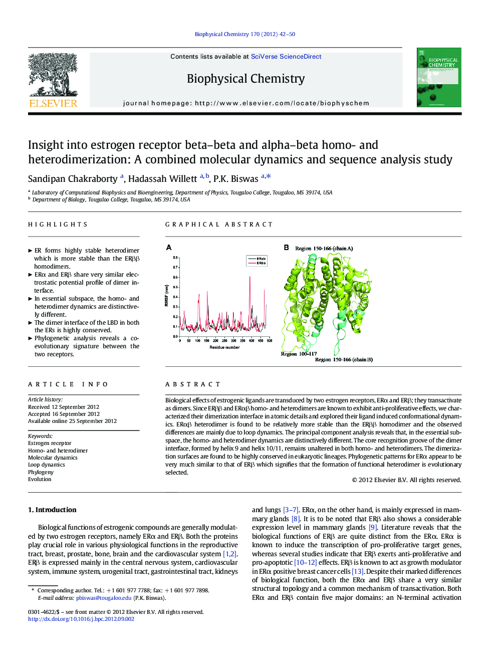 Insight into estrogen receptor beta-beta and alpha-beta homo- and heterodimerization: A combined molecular dynamics and sequence analysis study