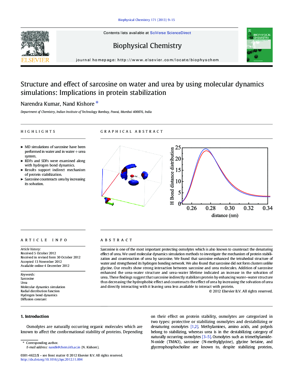 Structure and effect of sarcosine on water and urea by using molecular dynamics simulations: Implications in protein stabilization