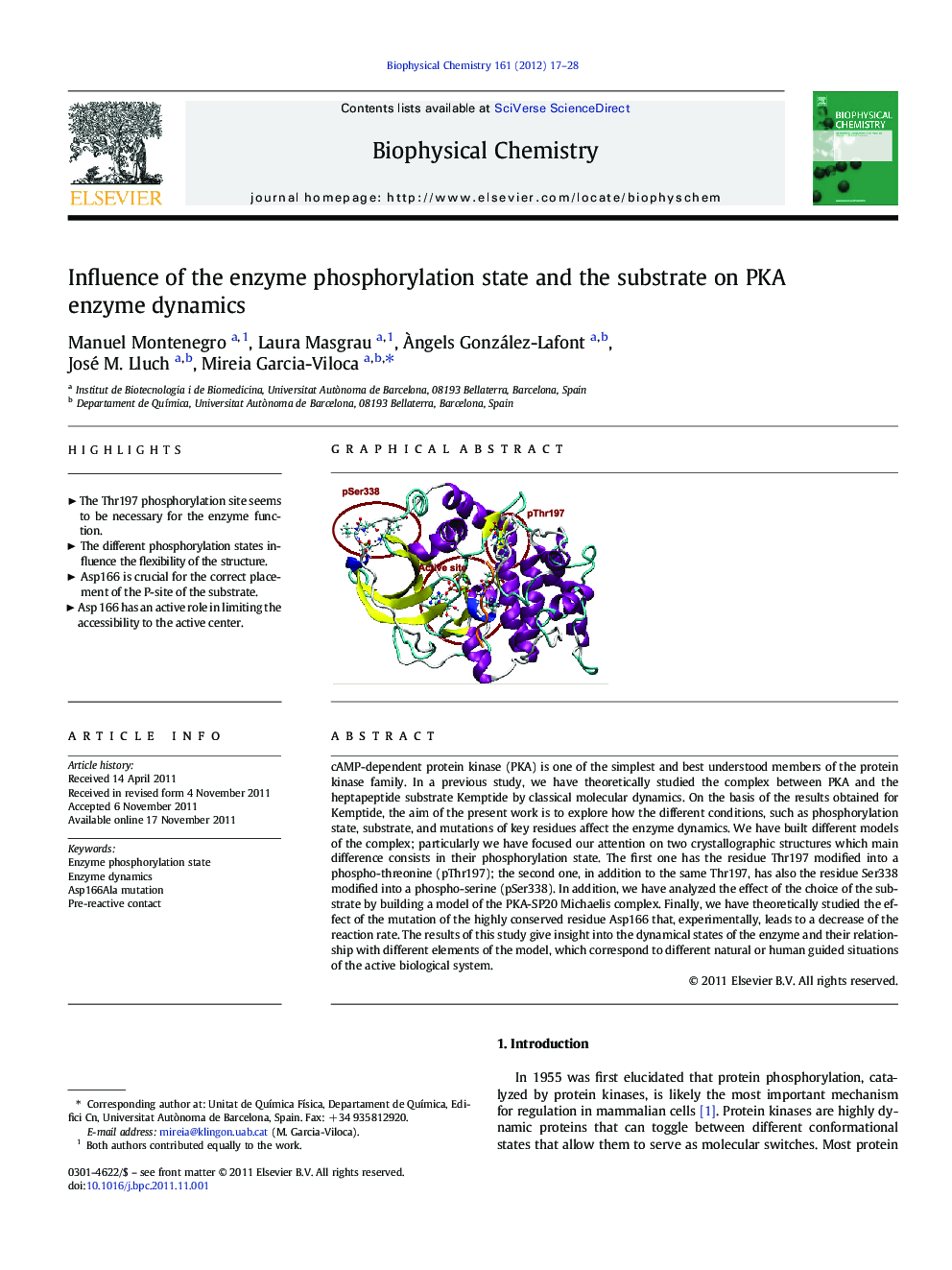 Influence of the enzyme phosphorylation state and the substrate on PKA enzyme dynamics