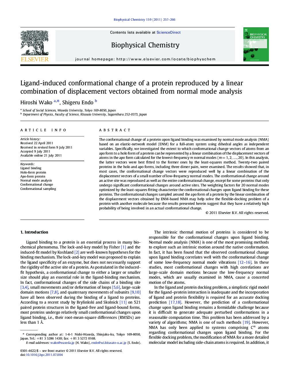 Ligand-induced conformational change of a protein reproduced by a linear combination of displacement vectors obtained from normal mode analysis