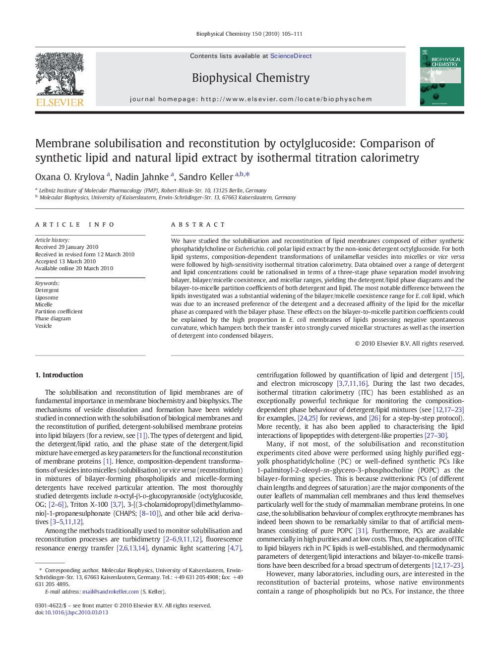 Membrane solubilisation and reconstitution by octylglucoside: Comparison of synthetic lipid and natural lipid extract by isothermal titration calorimetry