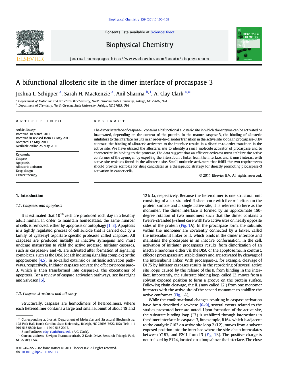 A bifunctional allosteric site in the dimer interface of procaspase-3