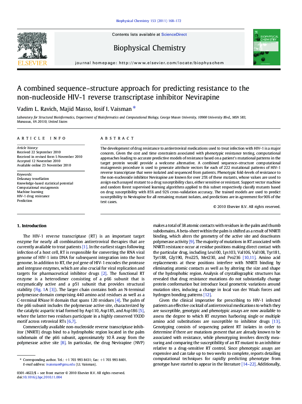 A combined sequence-structure approach for predicting resistance to the non-nucleoside HIV-1 reverse transcriptase inhibitor Nevirapine