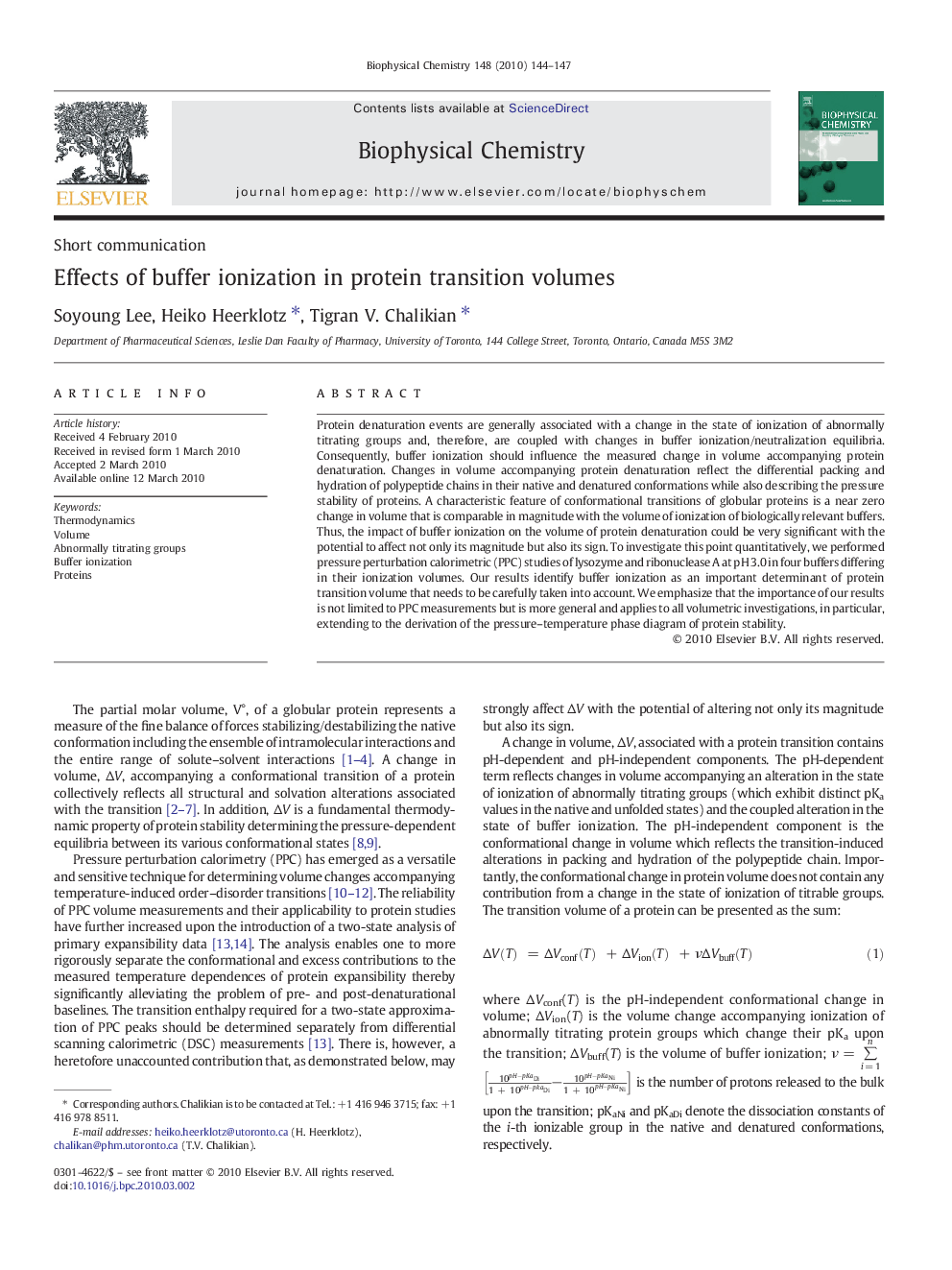 Effects of buffer ionization in protein transition volumes