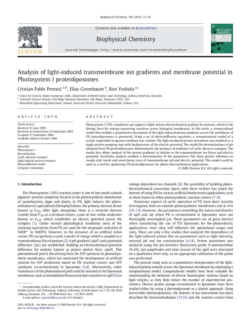 Analysis of light-induced transmembrane ion gradients and membrane potential in Photosystem I proteoliposomes