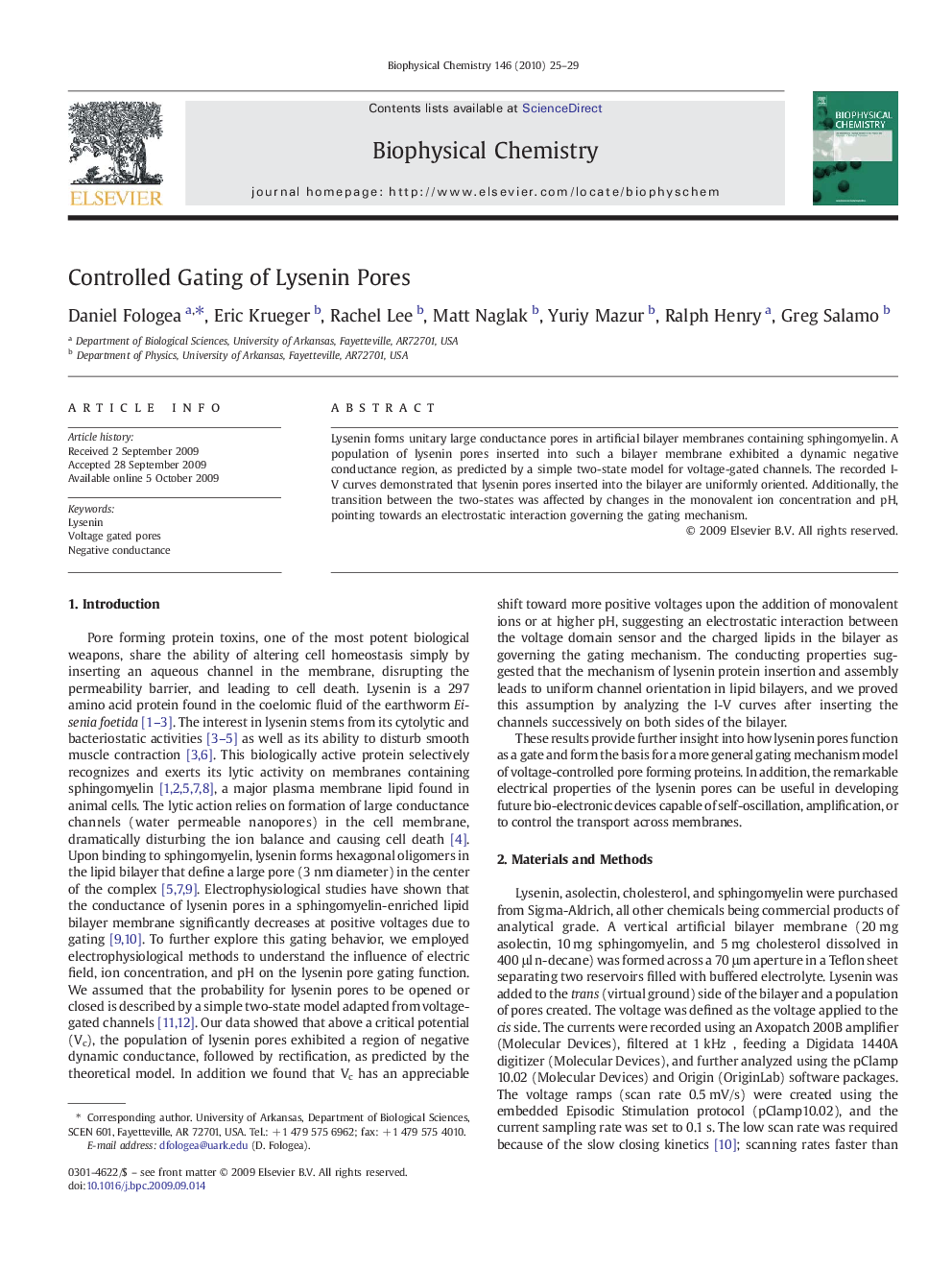 Controlled Gating of Lysenin Pores