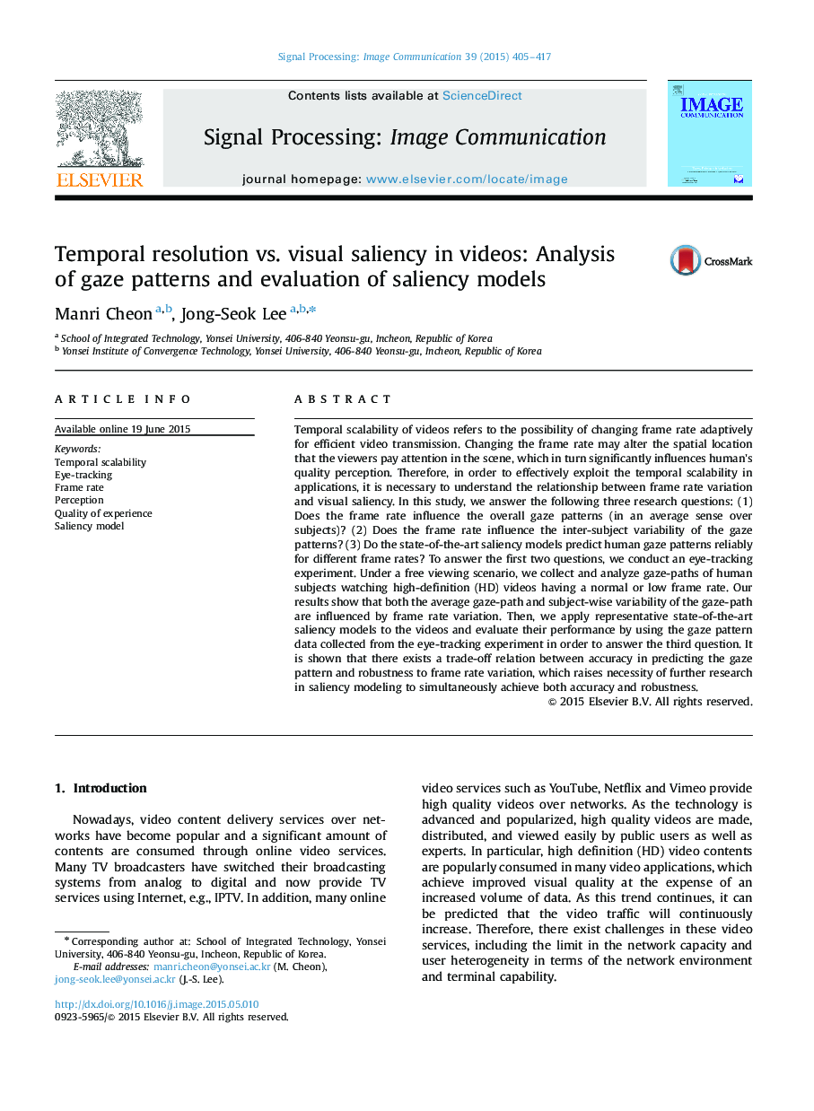 Temporal resolution vs. visual saliency in videos: Analysis of gaze patterns and evaluation of saliency models