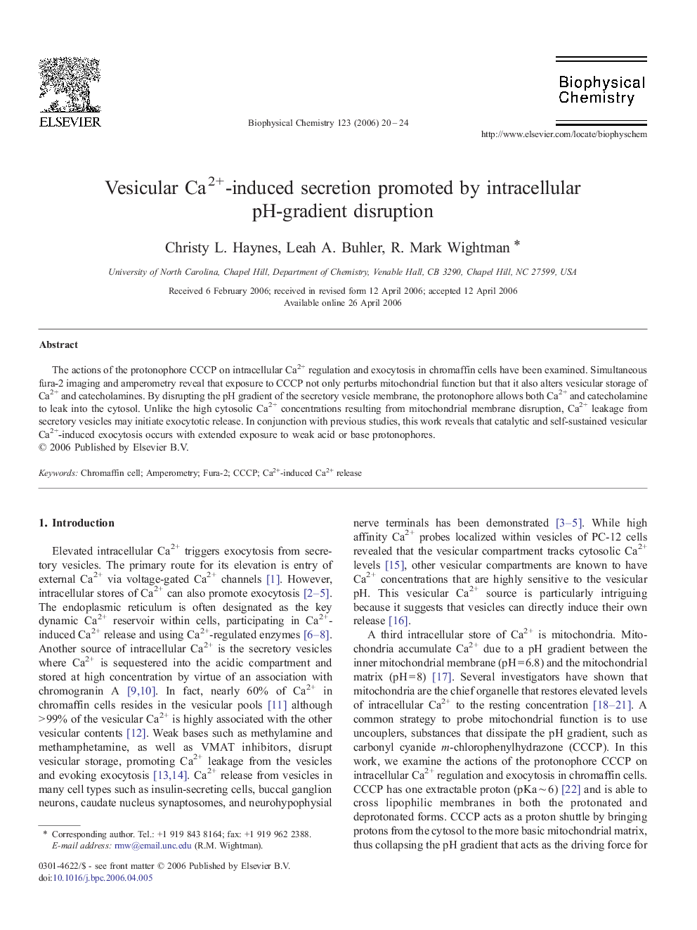 Vesicular Ca2+-induced secretion promoted by intracellular pH-gradient disruption