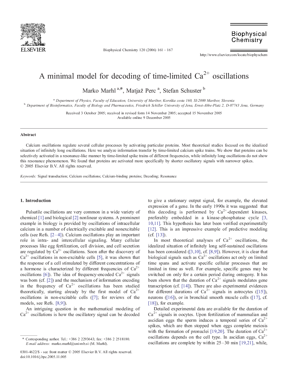 A minimal model for decoding of time-limited Ca2+ oscillations