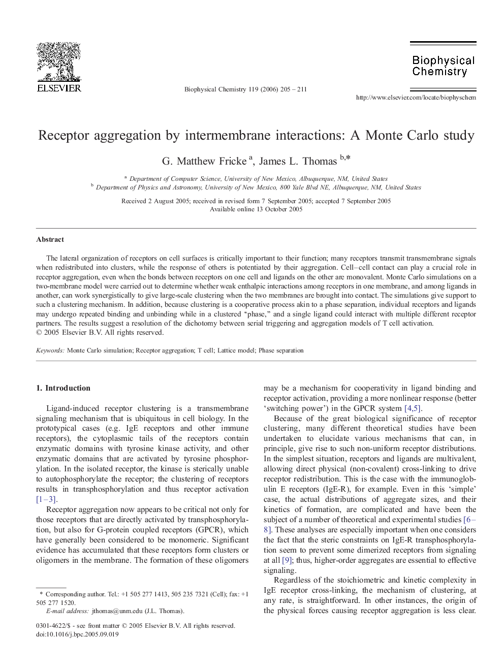 Receptor aggregation by intermembrane interactions: A Monte Carlo study