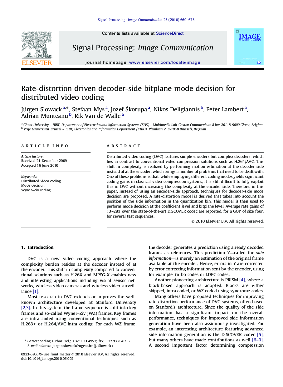 Rate-distortion driven decoder-side bitplane mode decision for distributed video coding