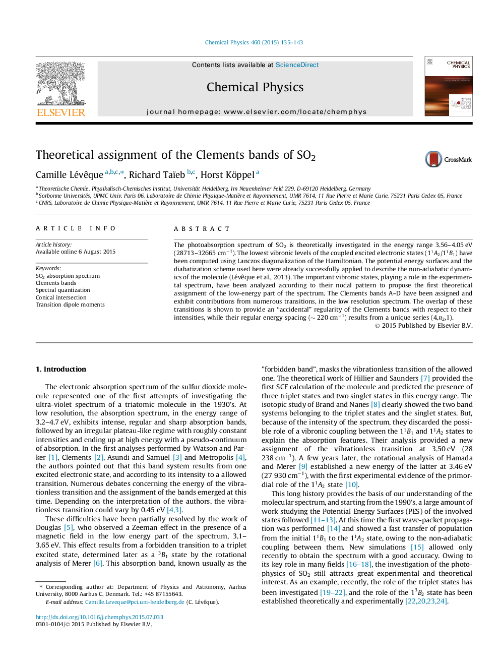 Theoretical assignment of the Clements bands of SO2