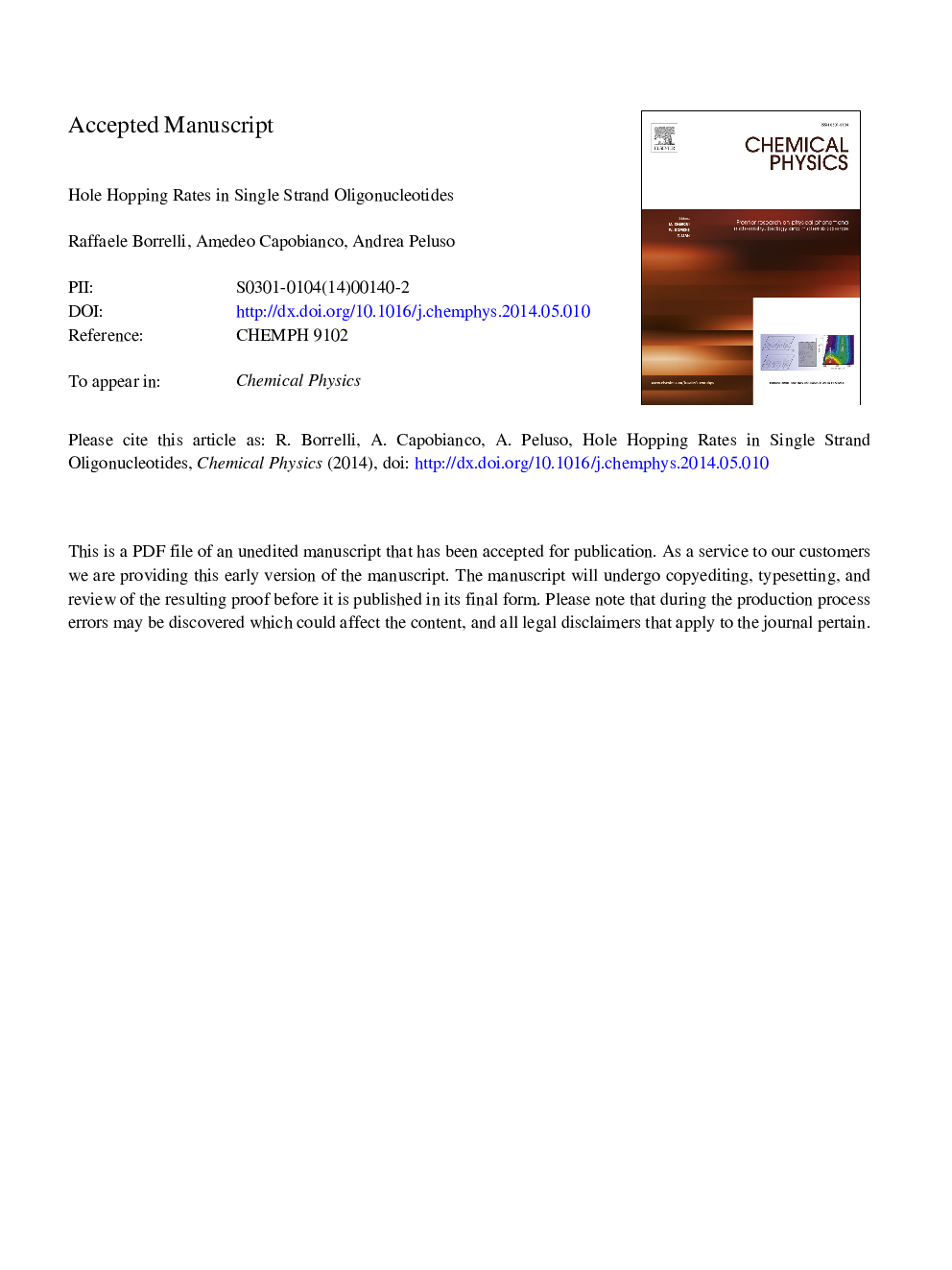 Hole hopping rates in single strand oligonucleotides