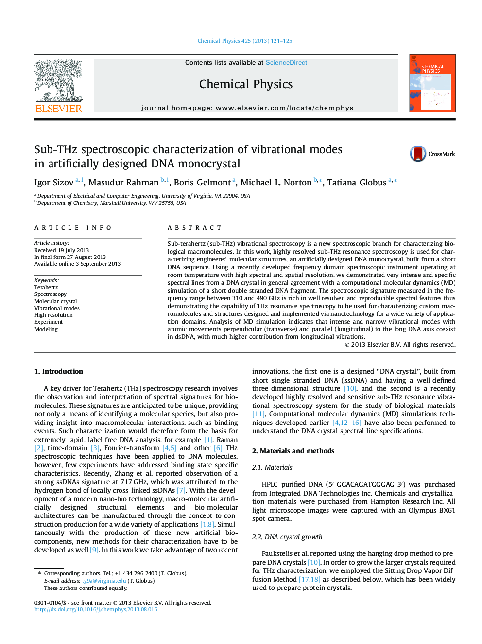 Sub-THz spectroscopic characterization of vibrational modes in artificially designed DNA monocrystal