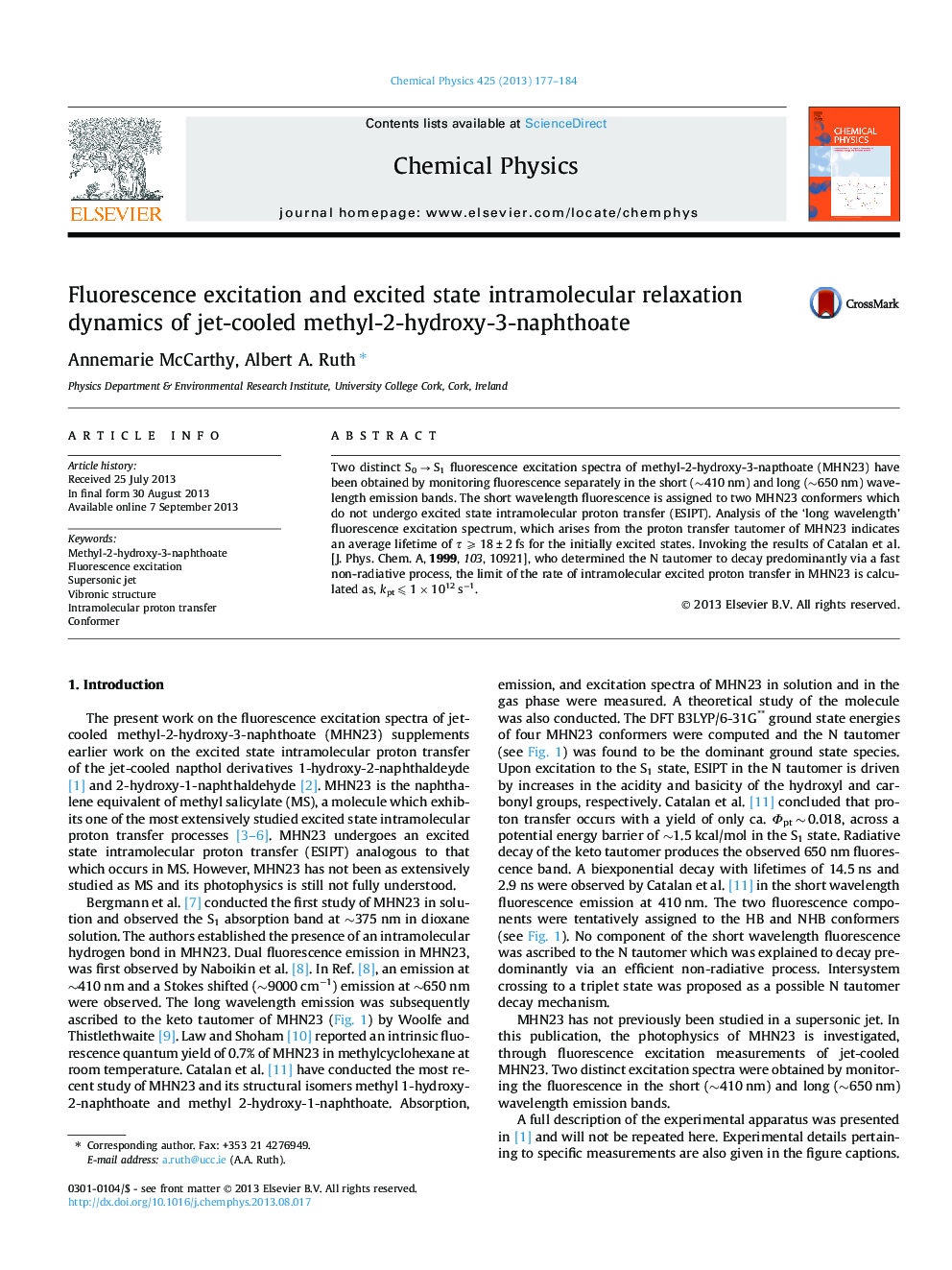 Fluorescence excitation and excited state intramolecular relaxation dynamics of jet-cooled methyl-2-hydroxy-3-naphthoate