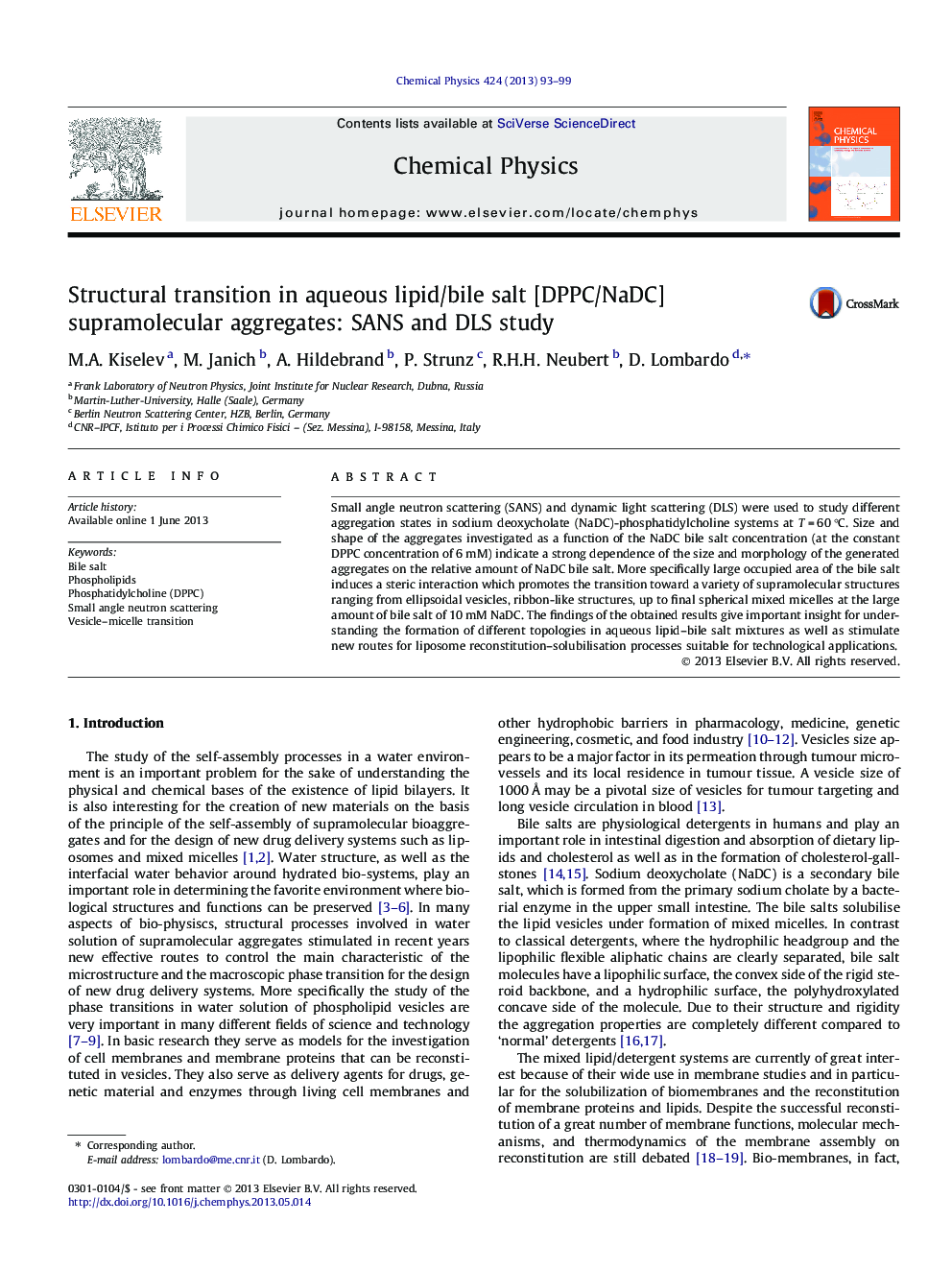 Structural transition in aqueous lipid/bile salt [DPPC/NaDC] supramolecular aggregates: SANS and DLS study