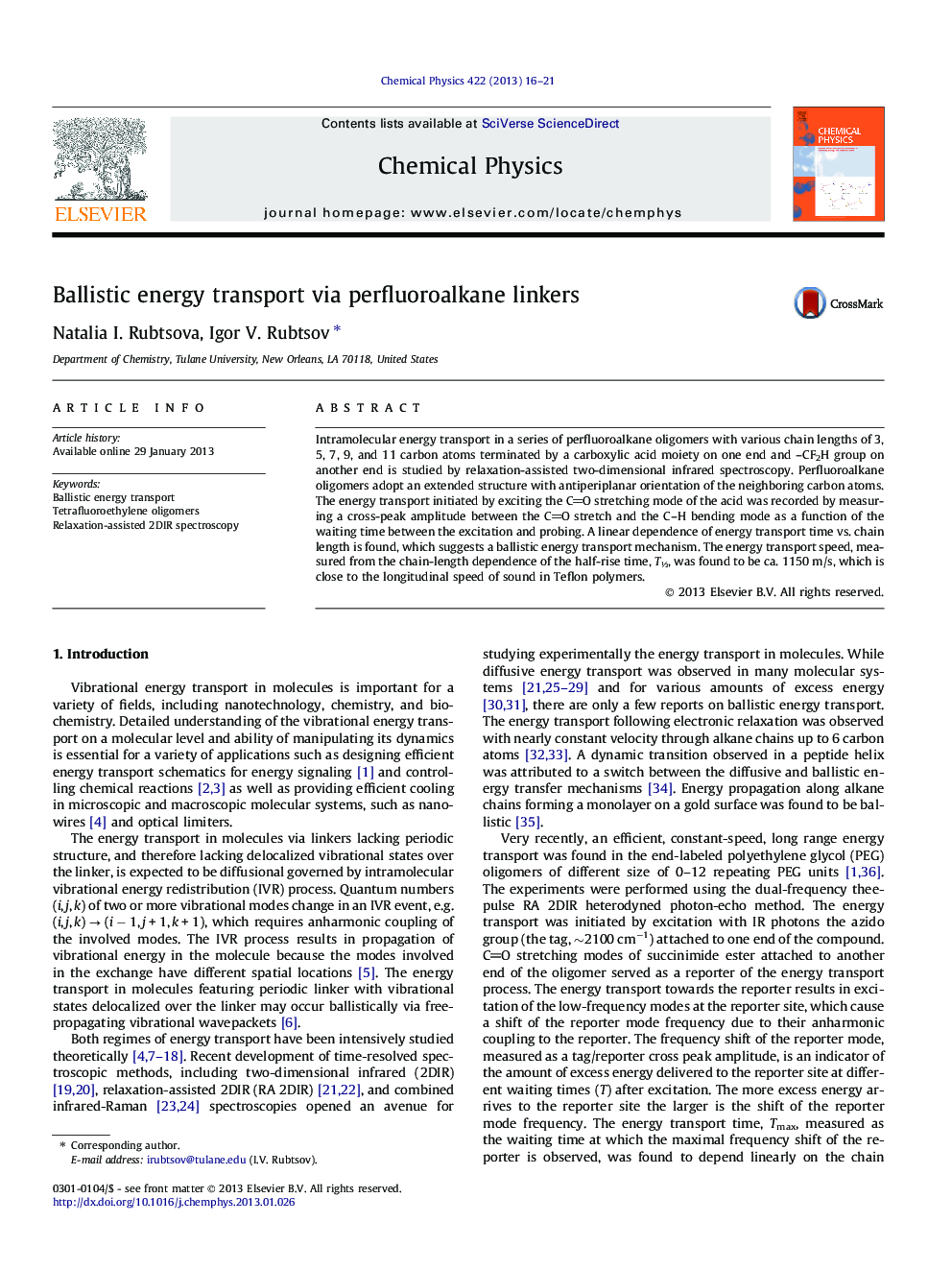 Ballistic energy transport via perfluoroalkane linkers