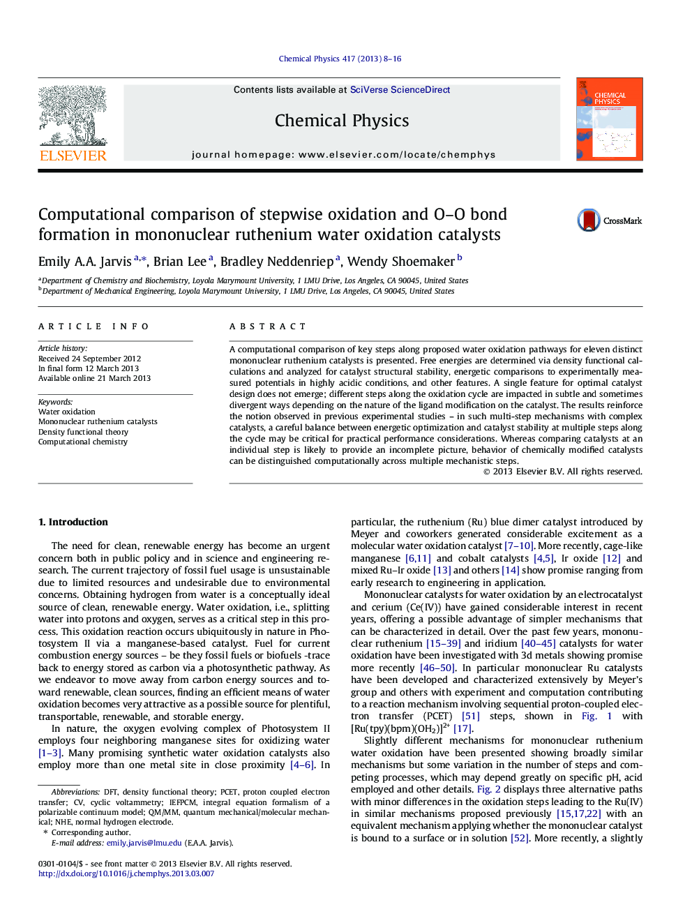 Computational comparison of stepwise oxidation and O-O bond formation in mononuclear ruthenium water oxidation catalysts