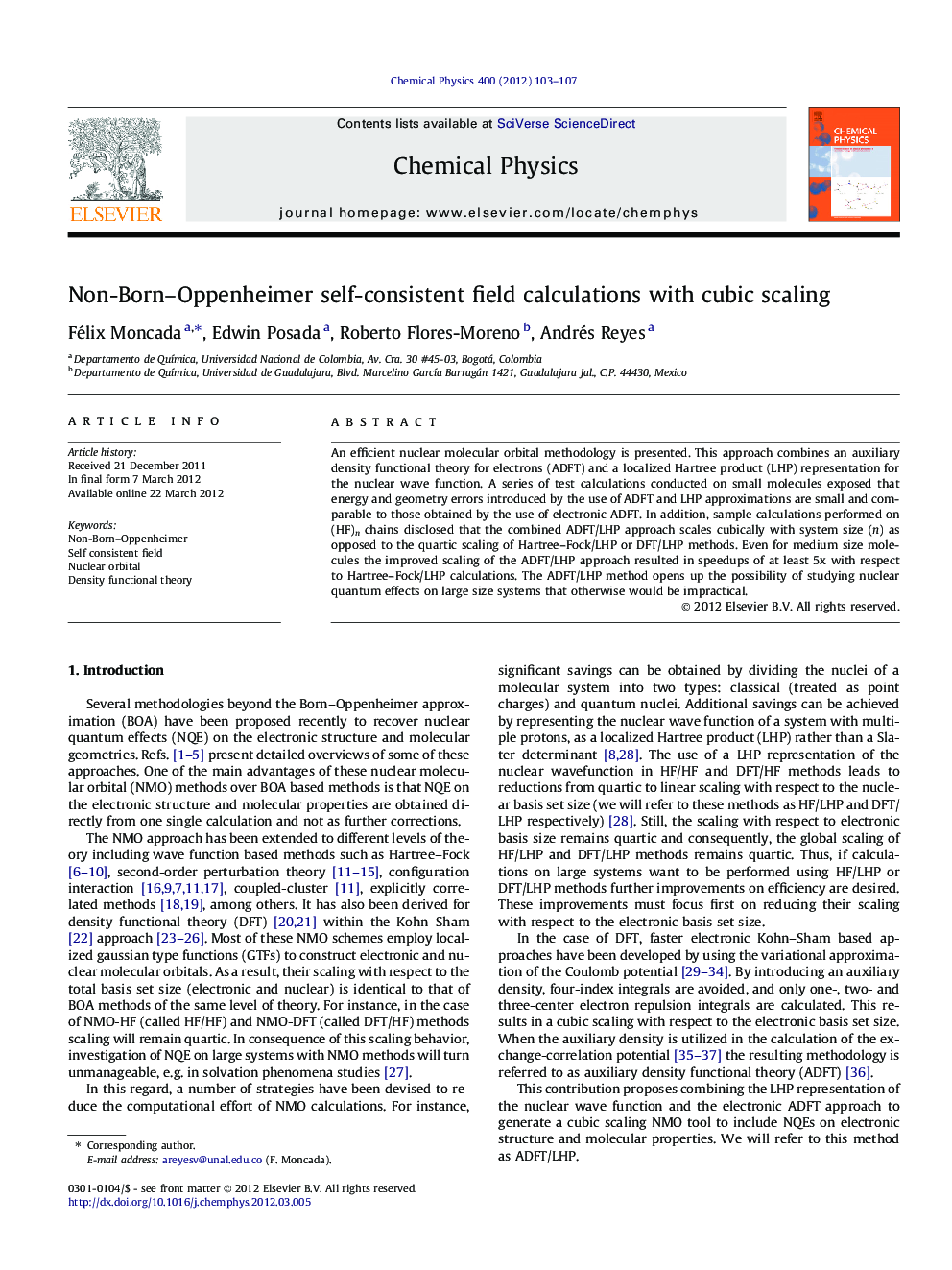 Non-Born-Oppenheimer self-consistent field calculations with cubic scaling