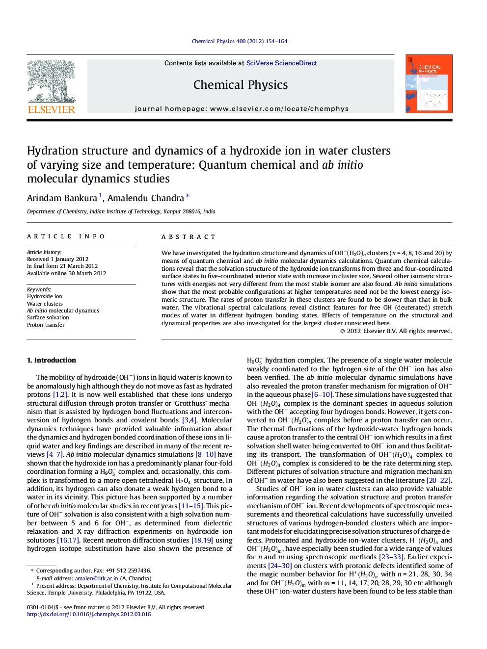 Hydration structure and dynamics of a hydroxide ion in water clusters of varying size and temperature: Quantum chemical and ab initio molecular dynamics studies