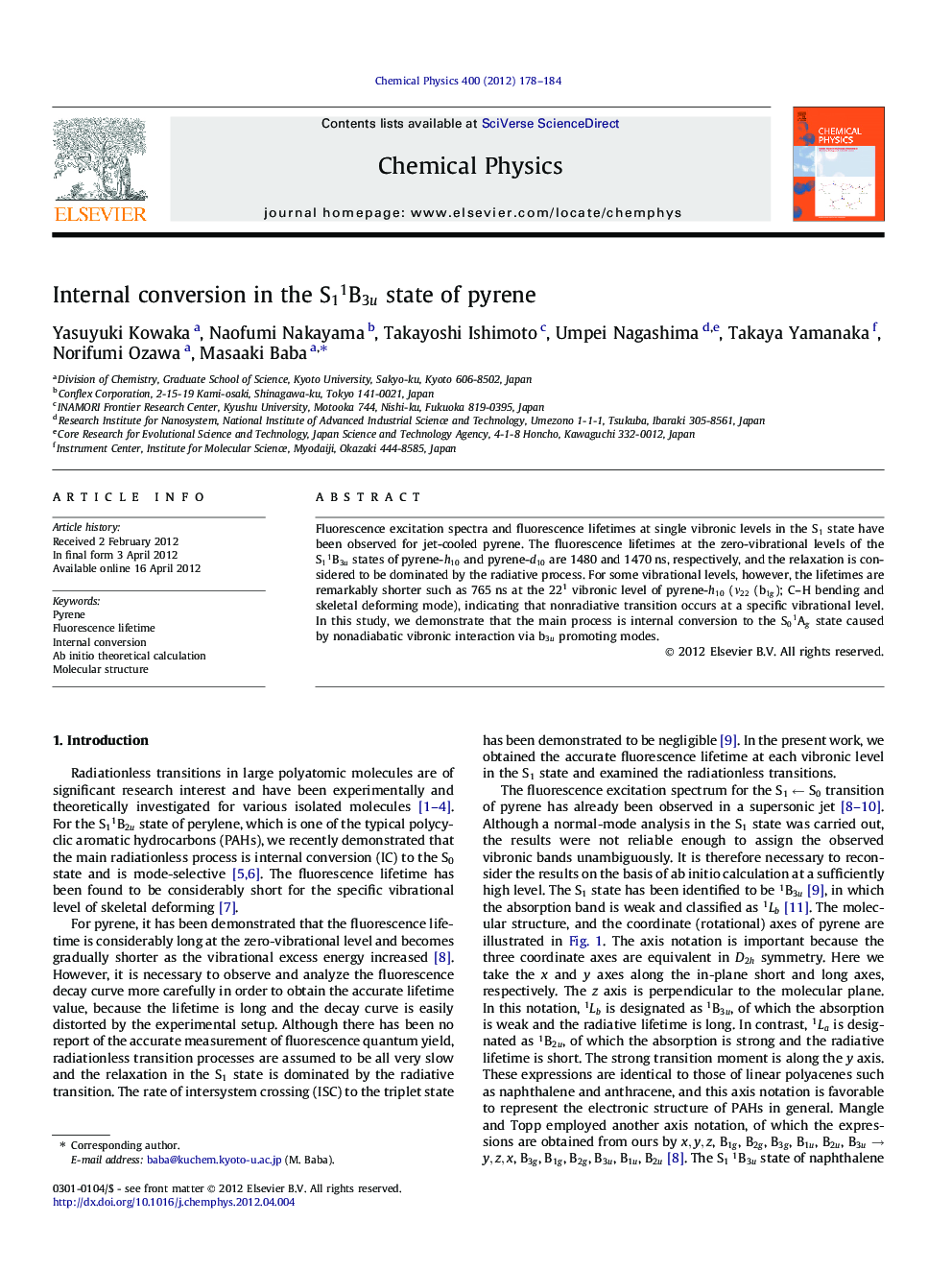 Internal conversion in the S11B3u state of pyrene