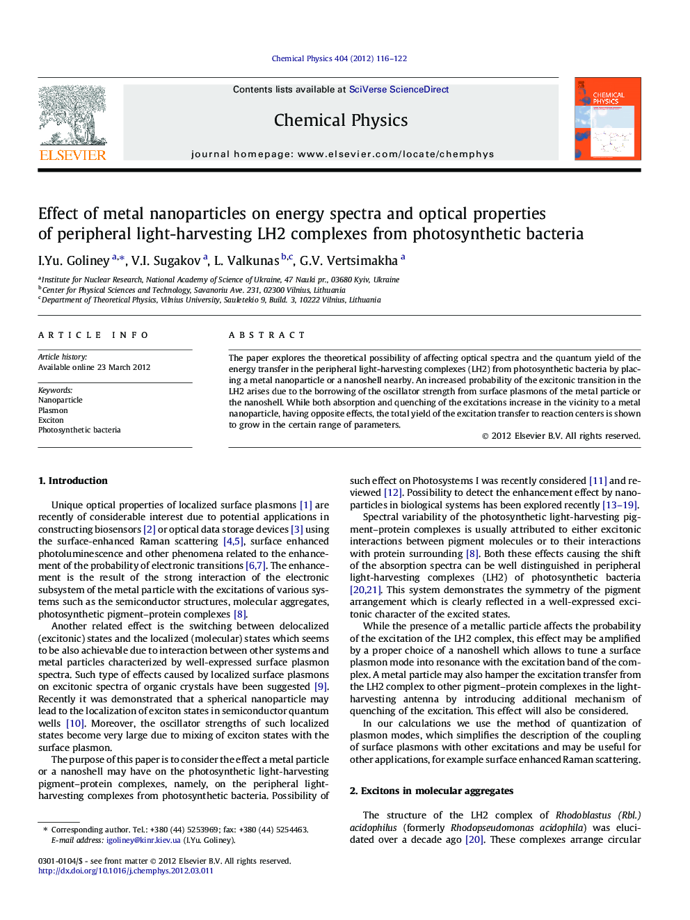 Effect of metal nanoparticles on energy spectra and optical properties of peripheral light-harvesting LH2 complexes from photosynthetic bacteria