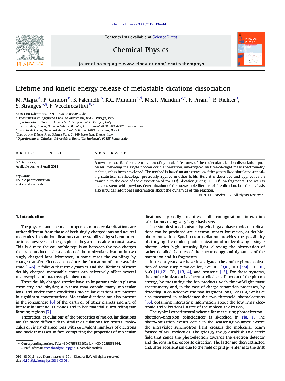 Lifetime and kinetic energy release of metastable dications dissociation