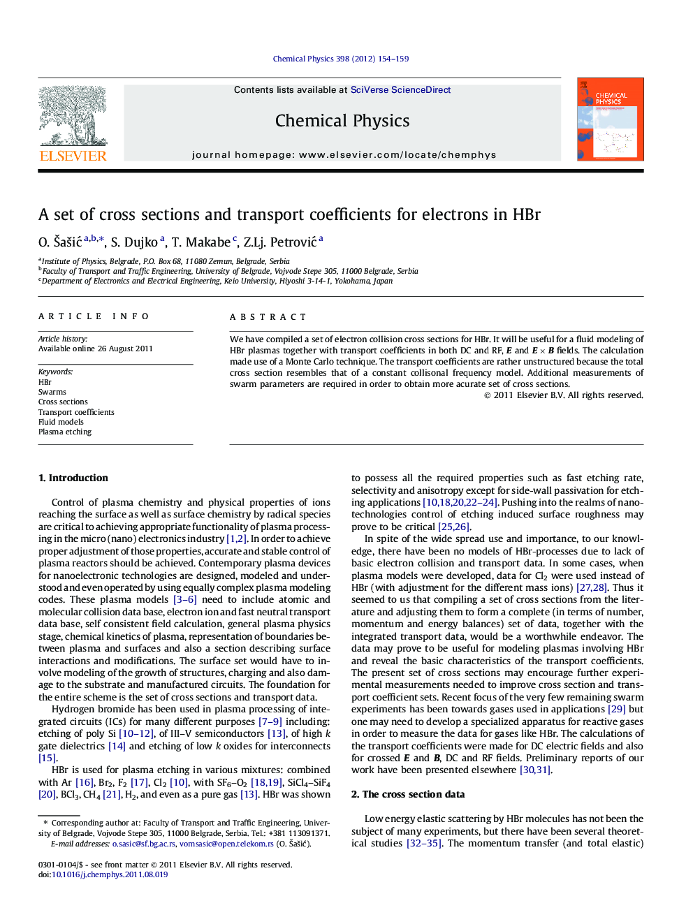 A set of cross sections and transport coefficients for electrons in HBr