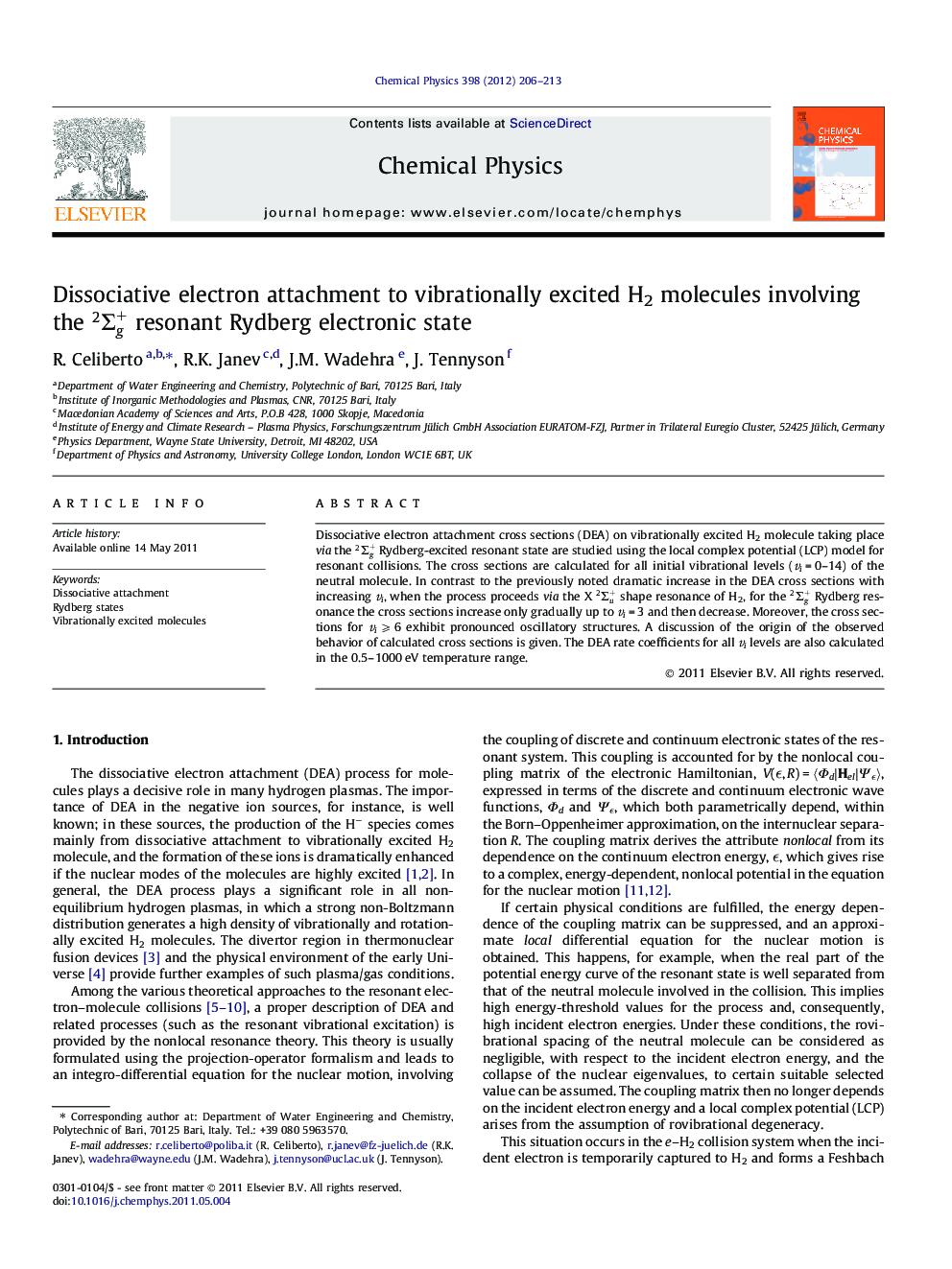 Dissociative electron attachment to vibrationally excited H2 molecules involving the 2Î£g+ resonant Rydberg electronic state