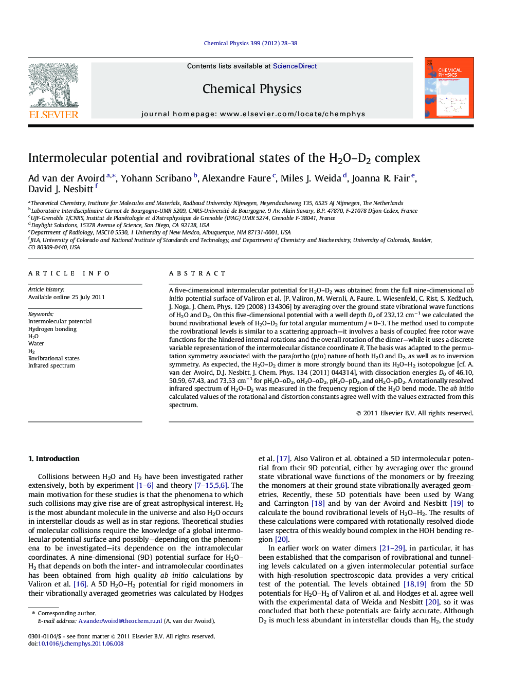 Intermolecular potential and rovibrational states of the H2O-D2 complex