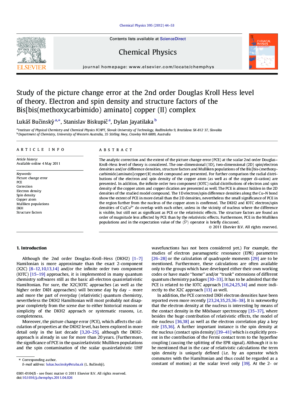 Study of the picture change error at the 2nd order Douglas Kroll Hess level of theory. Electron and spin density and structure factors of the Bis[bis(methoxycarbimido) aminato] copper (II) complex