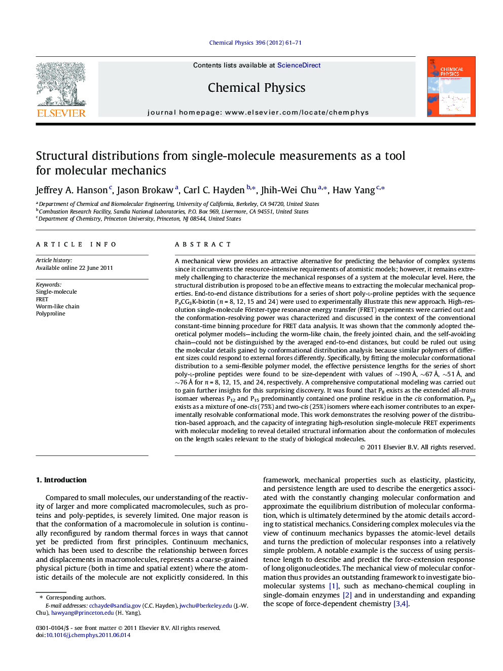 Structural distributions from single-molecule measurements as a tool for molecular mechanics