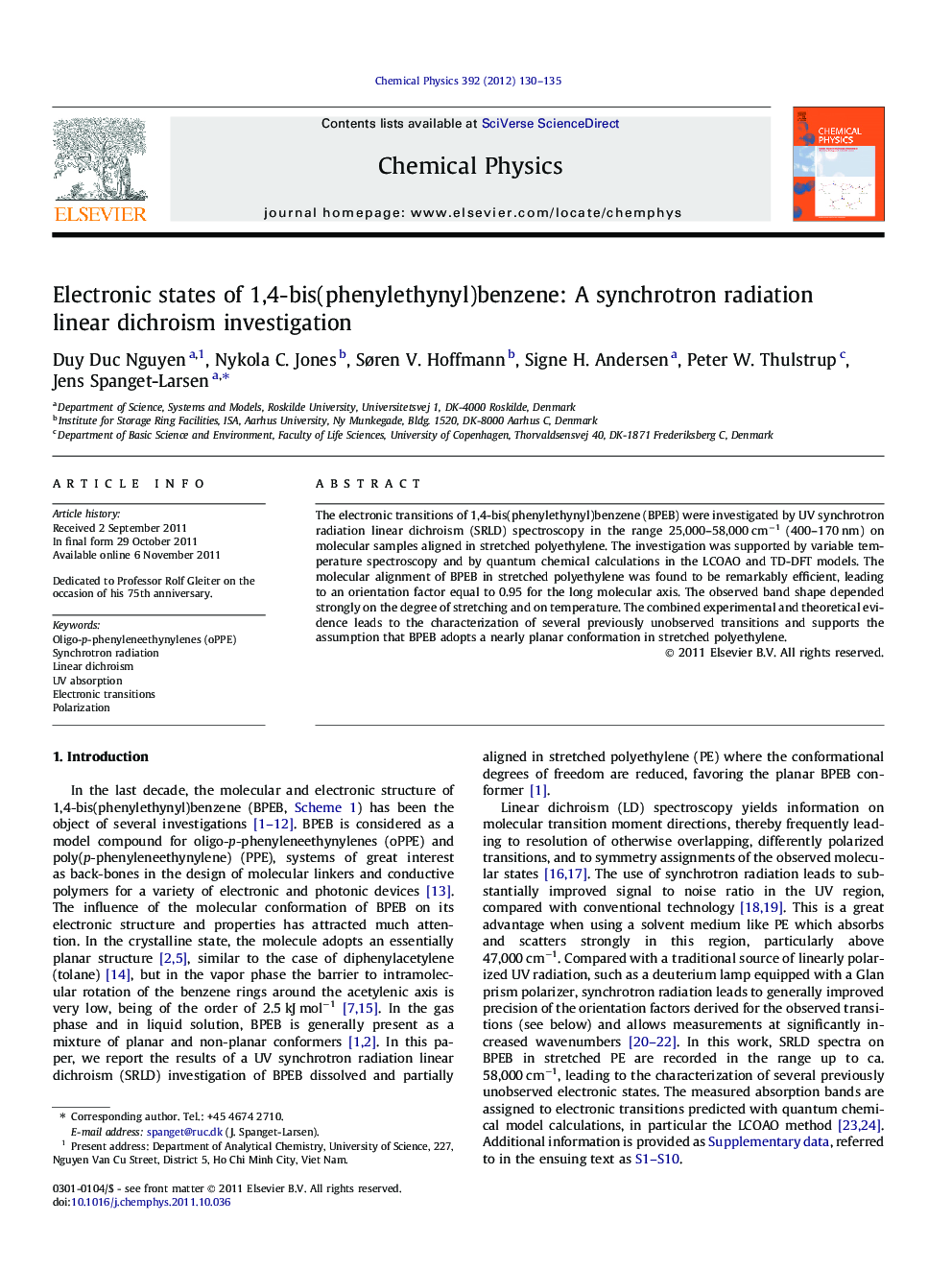 Electronic states of 1,4-bis(phenylethynyl)benzene: A synchrotron radiation linear dichroism investigation