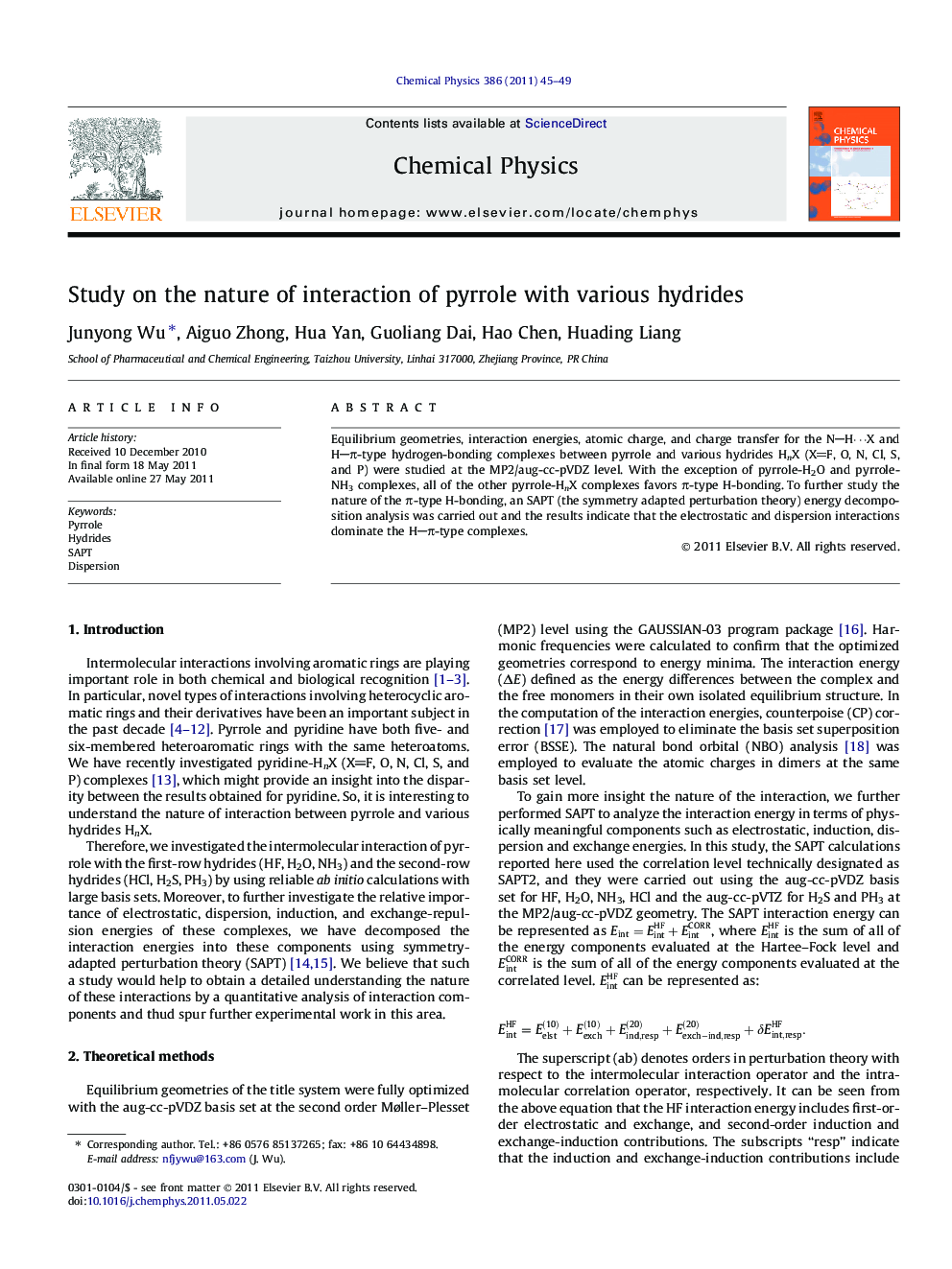 Study on the nature of interaction of pyrrole with various hydrides