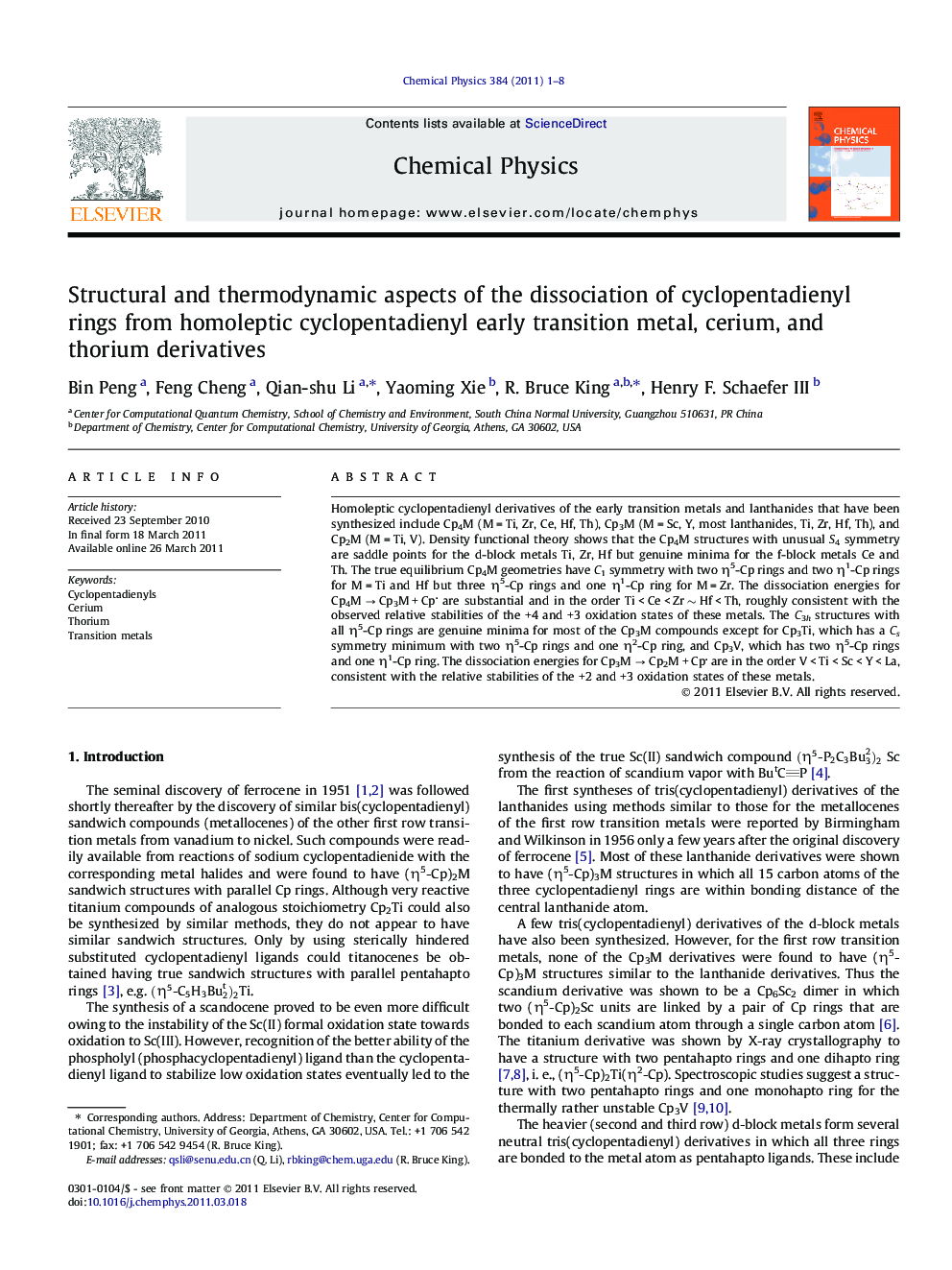 Structural and thermodynamic aspects of the dissociation of cyclopentadienyl rings from homoleptic cyclopentadienyl early transition metal, cerium, and thorium derivatives