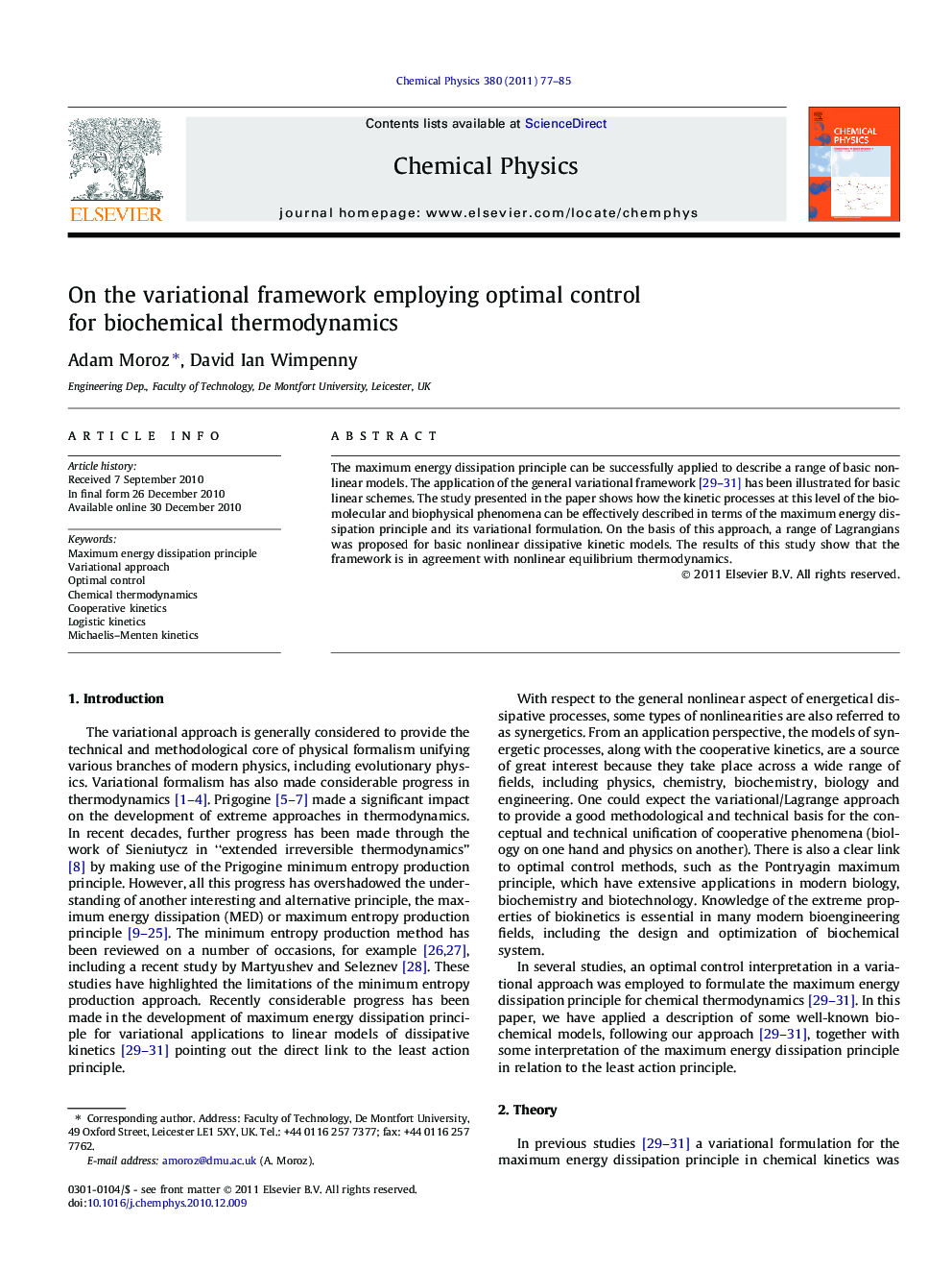 On the variational framework employing optimal control for biochemical thermodynamics