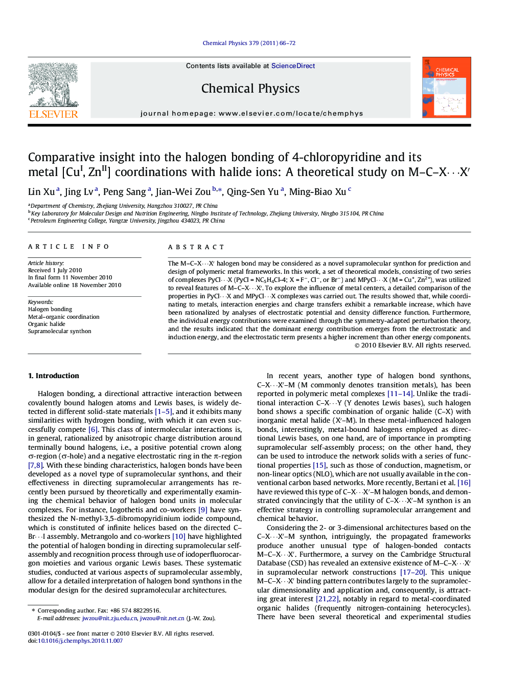 Comparative insight into the halogen bonding of 4-chloropyridine and its metal [CuI,Â ZnII] coordinations with halide ions: A theoretical study on M-C-Xâ¯Xâ²