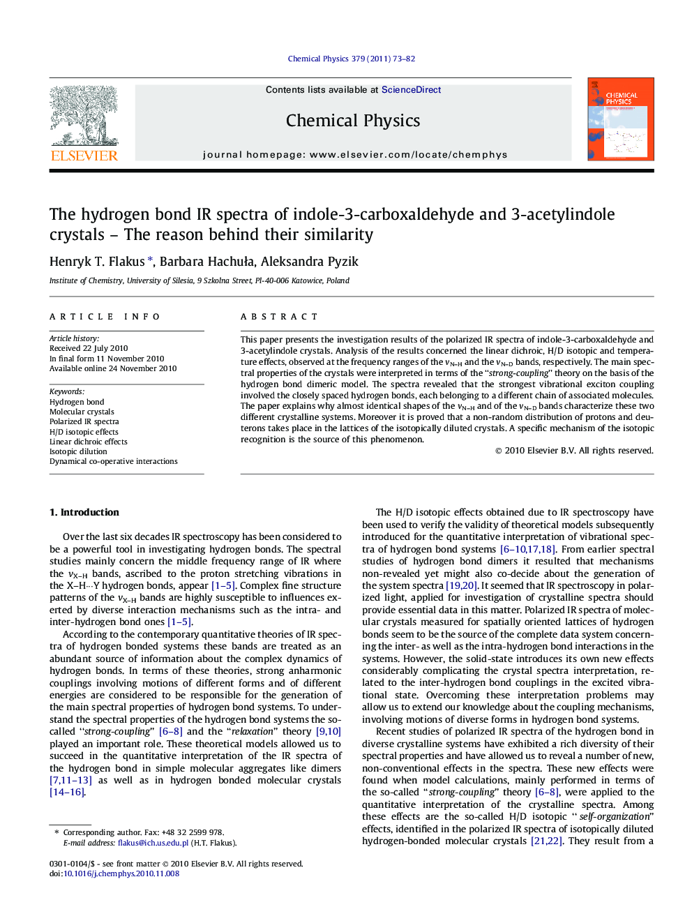 The hydrogen bond IR spectra of indole-3-carboxaldehyde and 3-acetylindole crystals - The reason behind their similarity