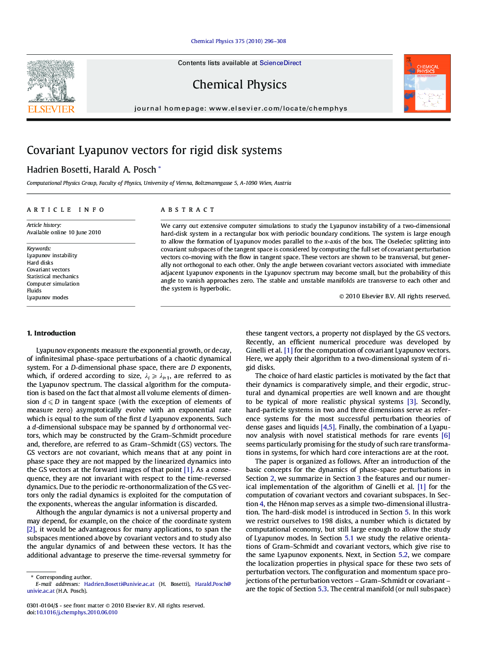 عکس صفحه اول مقاله: Covariant Lyapunov vectors for rigid disk systems Covariant Lyapunov vectors for rigid disk systems