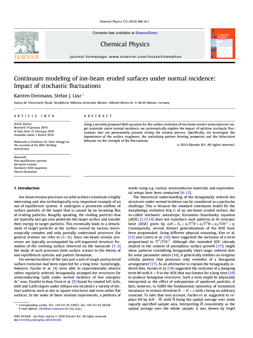 Continuum modeling of ion-beam eroded surfaces under normal incidence: Impact of stochastic fluctuations