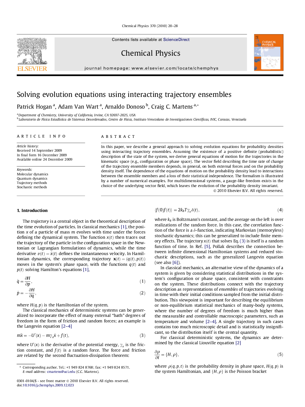 Solving evolution equations using interacting trajectory ensembles