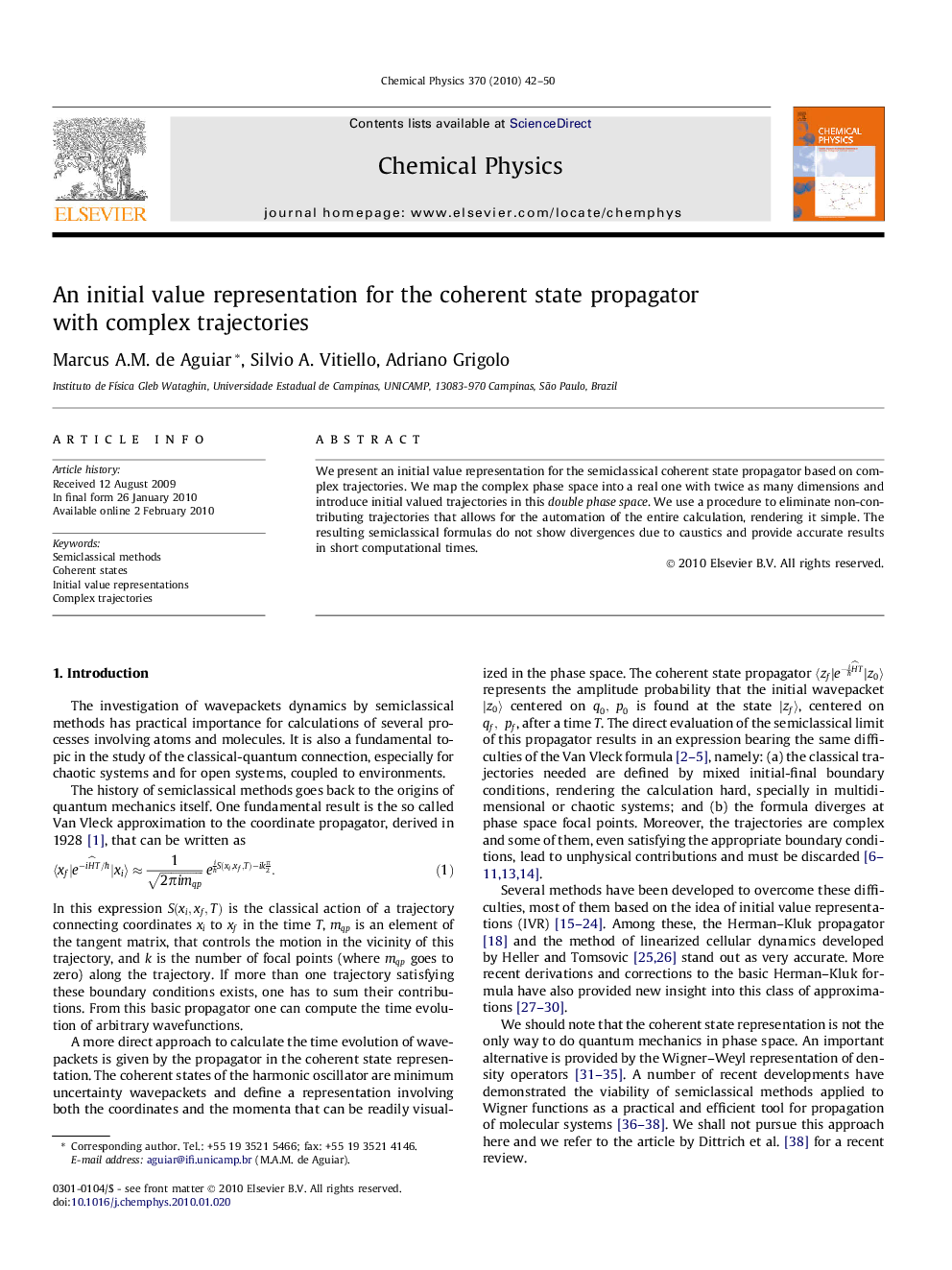 An initial value representation for the coherent state propagator with complex trajectories