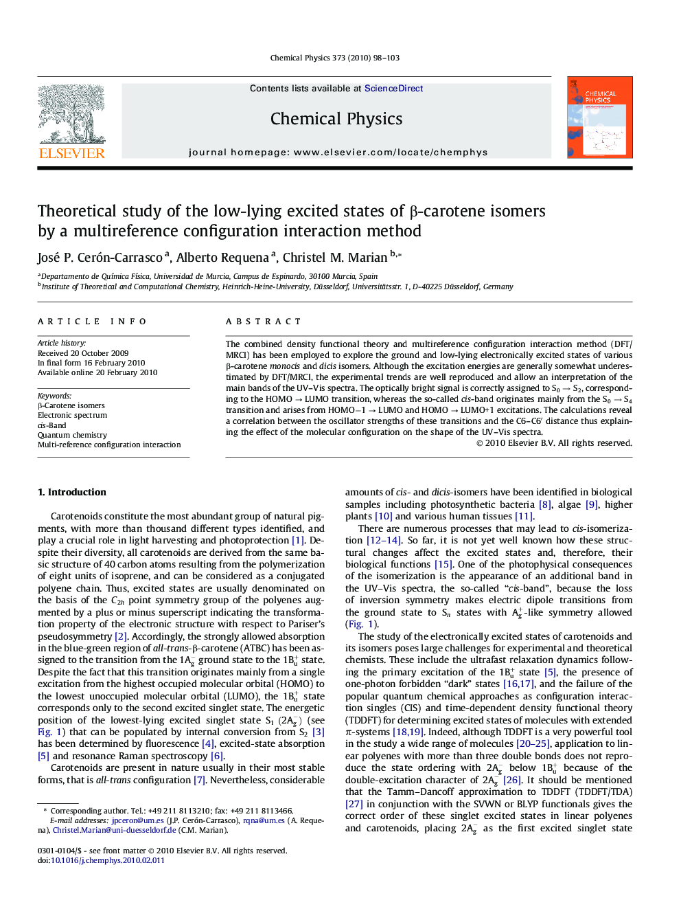 Theoretical study of the low-lying excited states of Î²-carotene isomers by a multireference configuration interaction method