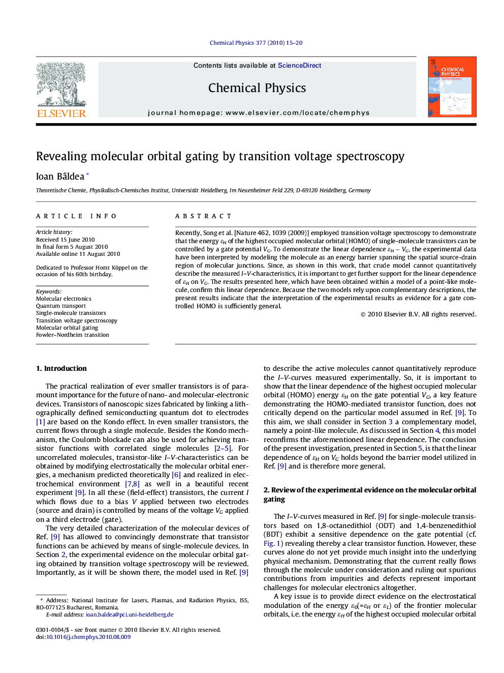 Revealing molecular orbital gating by transition voltage spectroscopy