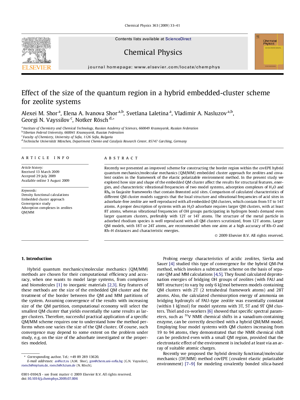 Effect of the size of the quantum region in a hybrid embedded-cluster scheme for zeolite systems